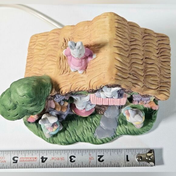Lighted Porcelain Bunny Country Cottage Home Decor - Picture 7 of 11